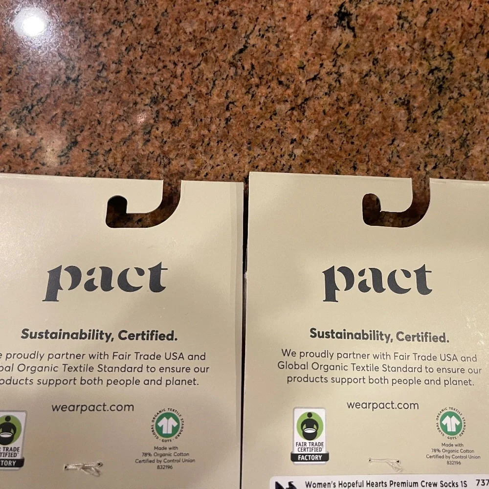 NEW! Pact Hopeful Hearts  Premium Crew Socks Two Pair NWT!